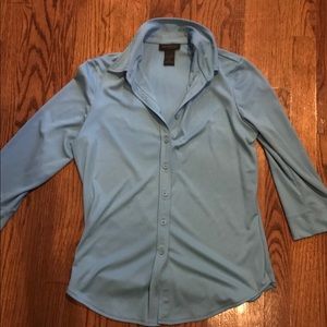 Express women’s light blue polyester button down